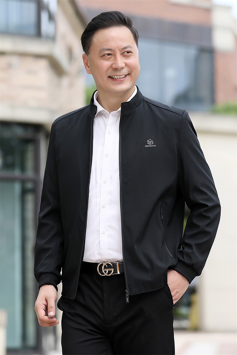 B-N9962男士2023年秋季新款长袖中老年休闲拉链夹克立领潮流P63,男装夹克,电商B360
