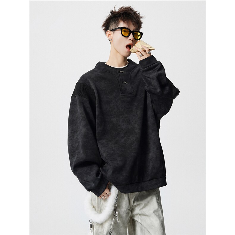 WY10175特P42现货春季新款螺纹拼接高质量连帽大码卫衣上衣男，男装卫衣，电商A059