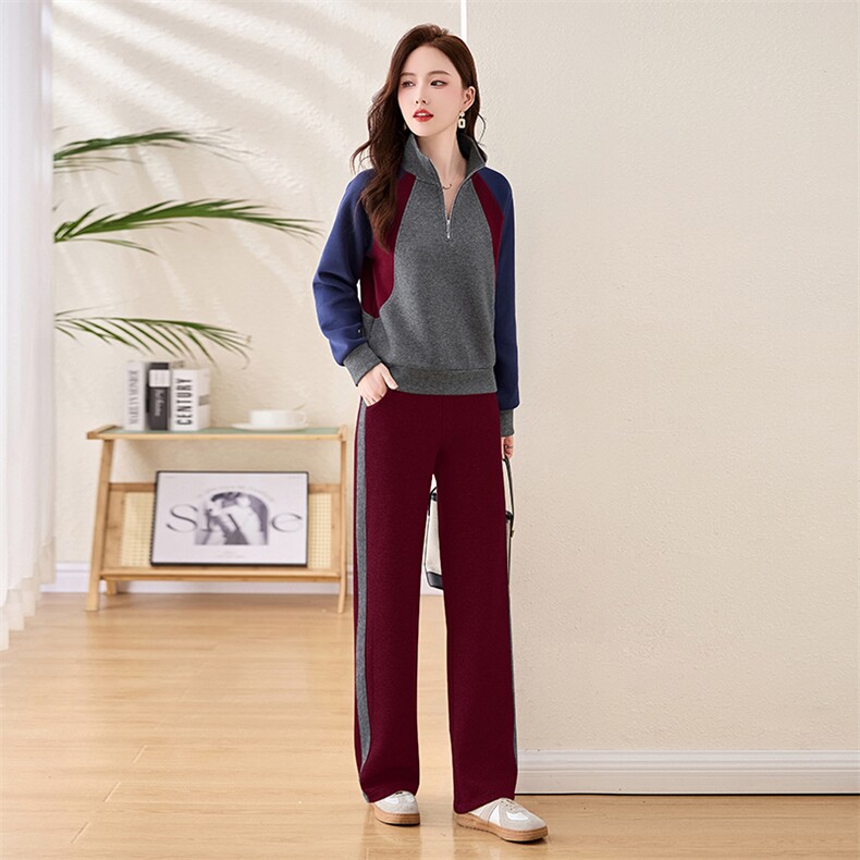 高级感休闲运动套装女春秋两件套2025新款洋气减龄撞色穿搭一整套,女装套装/套裙,梦依杭