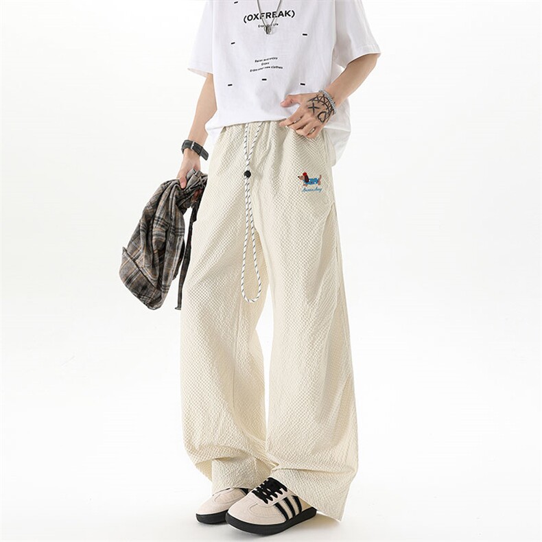 现货ZK8028-特批27控58刺绣多巴胺冰丝速干休闲裤长裤伞兵裤,男装休闲裤,电商A059