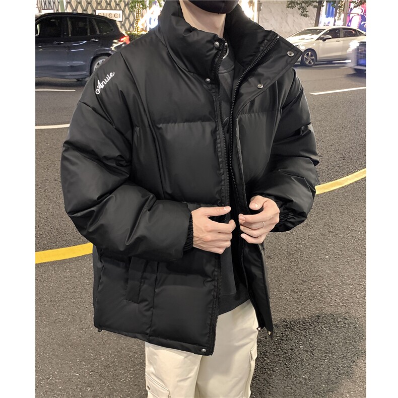 情侣装冬装 港风pu软皮刺绣棉服 棉衣休闲加厚外套男 G1108 P128图片