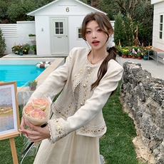 现货新款2025年春季花边拼接小香风外套1C119-8858-P155-K238，女装连衣裙，英标秀