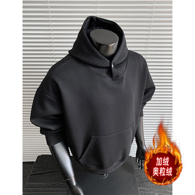 重磅拼接500克结构板连帽卫衣撞色加绒奥粒绒外套潮RH5323JR-P57，女装短外套，星座610B-1