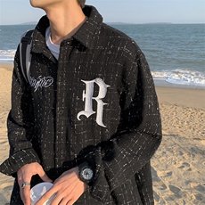 高街刺绣格子衬衫男女复古新款上衣ins潮开衫美式外套潮JK119-P45，男装衬衫，星座1008-1