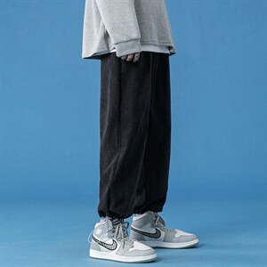 蓝底2024秋冬新款百搭宽松抽绳束脚运动休闲潮牌裤子2103-55控69图片