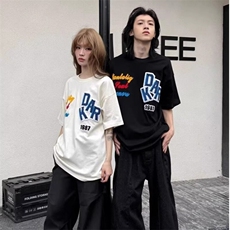 万针全刺绣工艺抖音得物高品质260克重磅纯棉双纱美式高街短袖T恤，男装T恤，电商A486-1