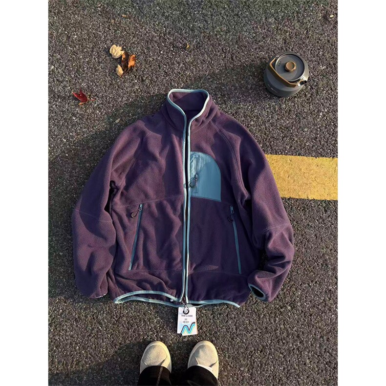 高品情侣抓绒衣山系户外撞色口袋休闲摇粒绒外套男女A1216-P66,女装短外套,星座1505