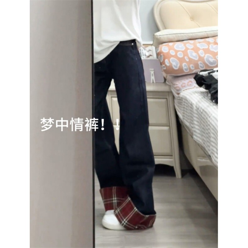 【网图有货】美式格子拼接卷边牛仔裤男女阔腿裤子NZ011LL-特P48图片
