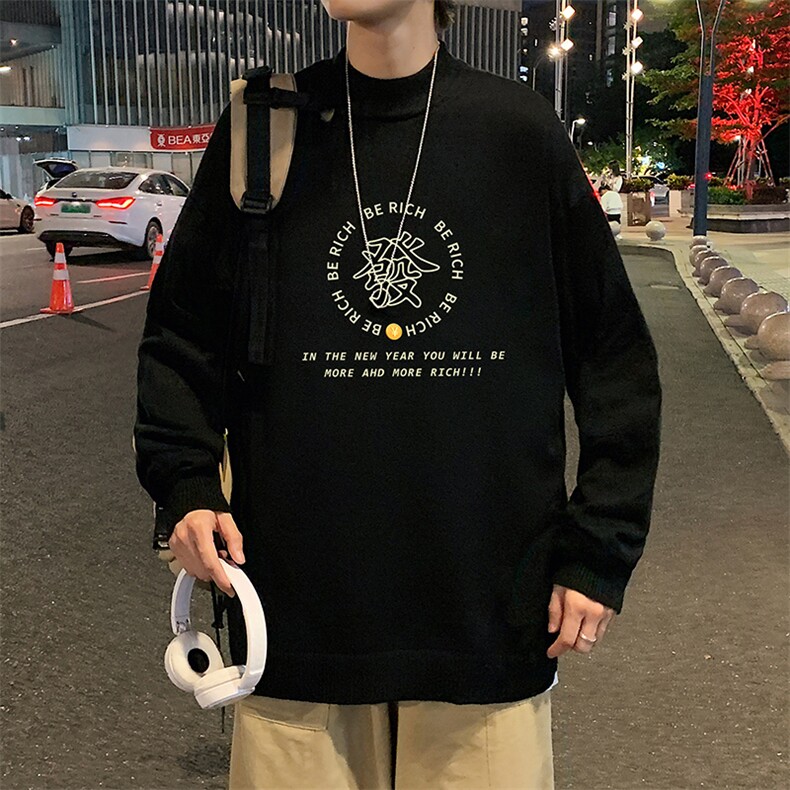 M18163-P45 加绒款-P65半高领毛衣男士大码针织衫男毛线衣男图片