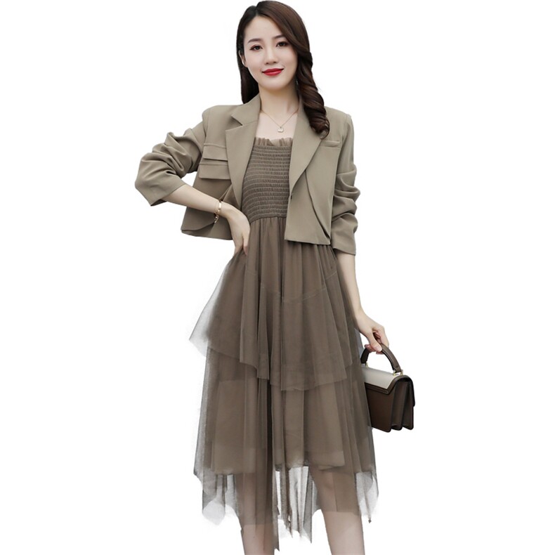 春季淑女裙吊带连衣裙小西装外套时尚两件套女装潮流套装,女装套装/套裙,微微衣阁