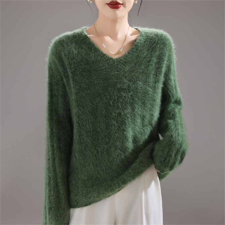 2025年秋季时尚百搭通勤简约V领6股加厚，女装羊毛衫，暮绒羊羊绒