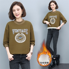 2022年秋季新款套头圆领卫衣女长袖韩版宽松显瘦上衣服女打底衫棉，女装卫衣/绒衫，简韵佳