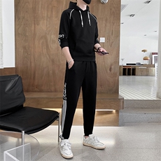 秋冬新款时尚套装运动圆领潮牌弹力卫衣卫裤大码宽松套装外套外贸，男装休闲套装，星座301D-5(原星座1415）