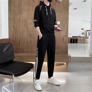 秋冬新款时尚套装运动圆领潮牌弹力卫衣卫裤大码宽松套装外套外贸图片