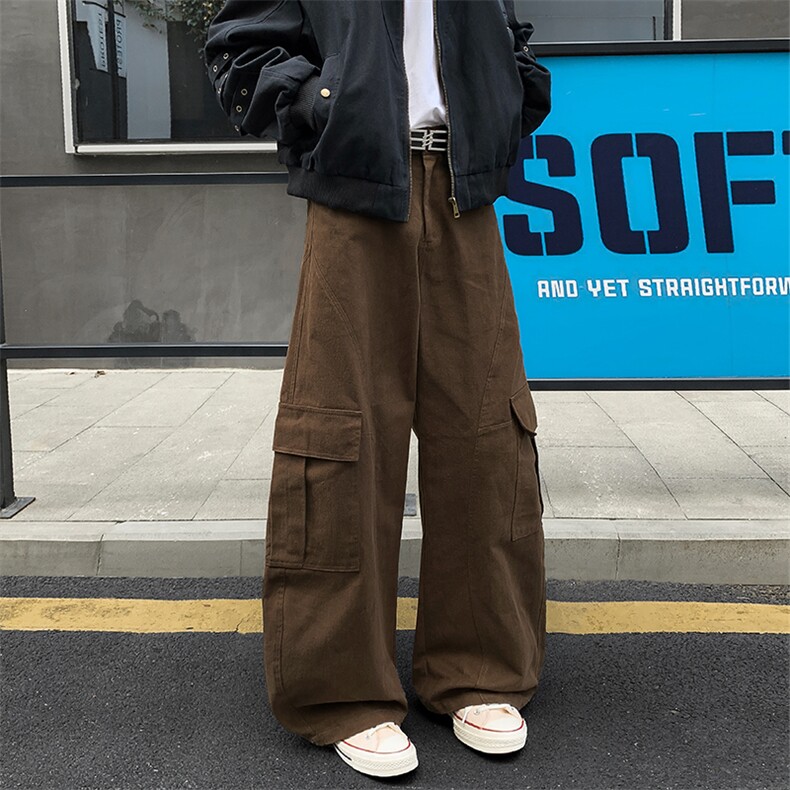 美式复古多口袋纯棉工装弯刀裤男高街镰刀裤K24079-特P60控108图片