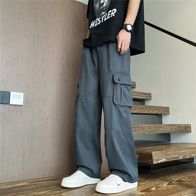 美式复古大口袋工装裤男宽松直筒显瘦裤子垂感拖地阔腿裤FA27-P47,男装工装外套,星座208-5