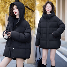 90%白鸭绒羽绒服女短款冬季小个子2024年新款泡芙加厚连帽外套，女装羽绒服，美沁