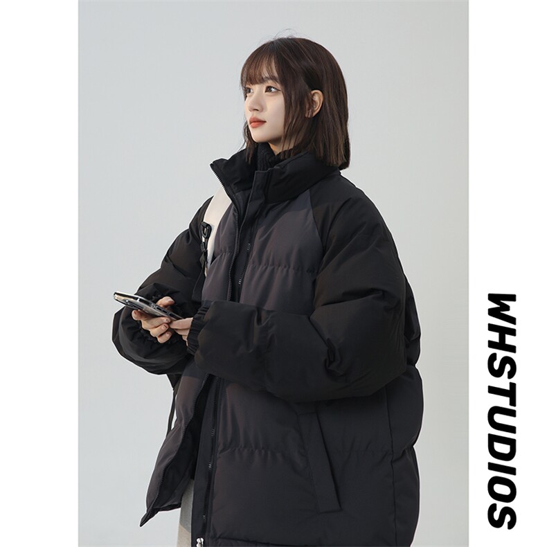 得物二开拼接色棉衣拉链撞色棉袄男女生情侣立领A177-M718-P48，男装棉衣，电商A177