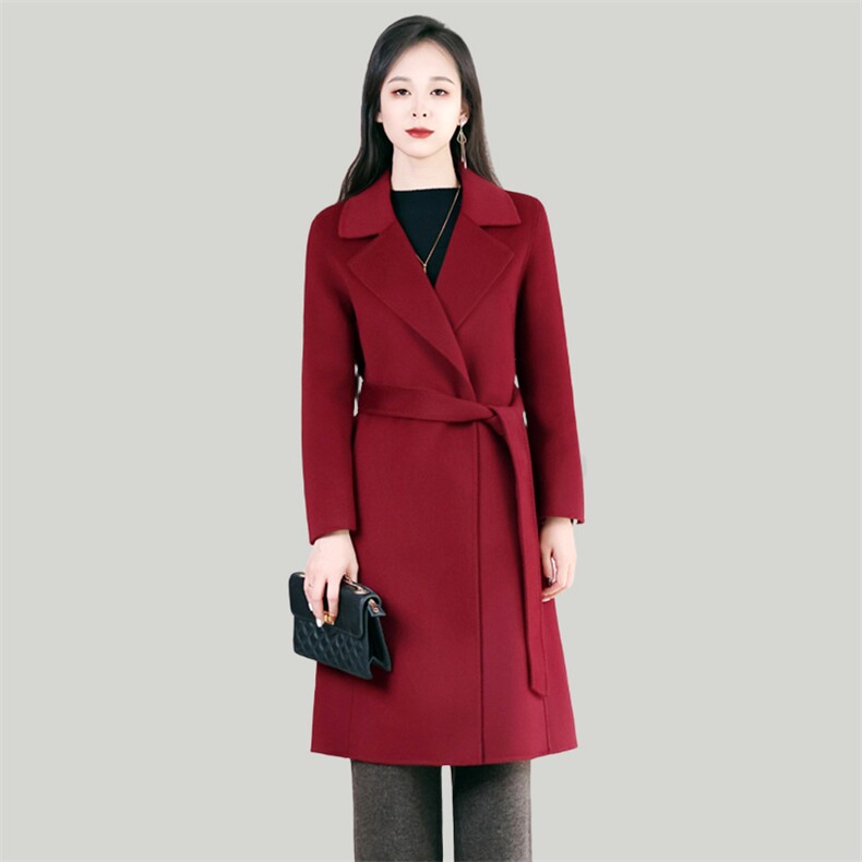 2025年秋季通勤厚款时尚百搭通勤简约休闲长款大衣,女装毛呢外套,黛娇羊绒