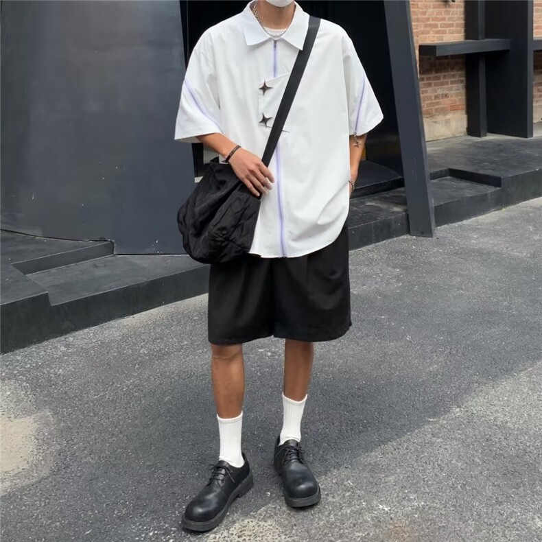 夏季潮五分袖男百搭新款时尚青春流行标准潮流文艺日常衬衫,男装衬衫,星座716-2