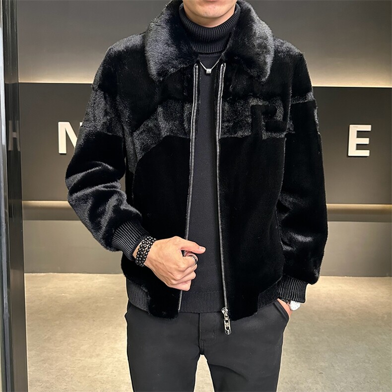 冬季男士时尚加厚仿皮草保暖爸爸装商务夹克外套ZX8931-P230,男装夹克,星座1105-3