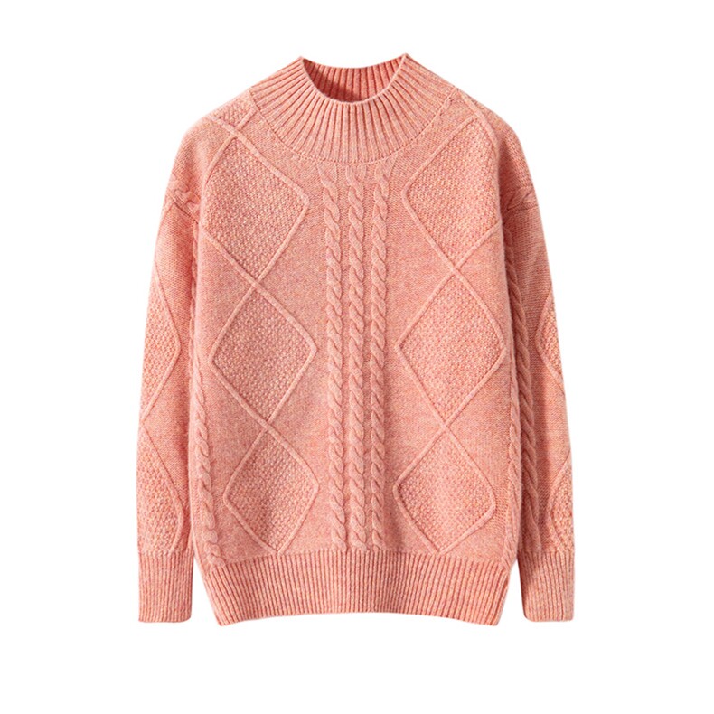 时尚儿童半高领菱形花纹毛衣柔软舒适温暖百搭，童装毛衣，宏杨羊绒