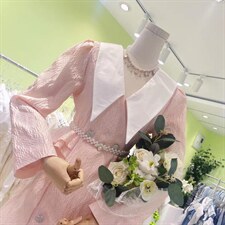 22春装新款进口面料尖领连衣裙，女装连衣裙，WOOSING