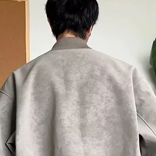 F078-P76美式复古皮衣外套男款春秋高级感夹克棒球服上衣,男装皮衣,电商B323A
