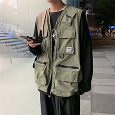 日系机能战术马甲男新款工装户外多口袋夏天宽松休闲透气清凉坎肩，男装工装外套，星座1013