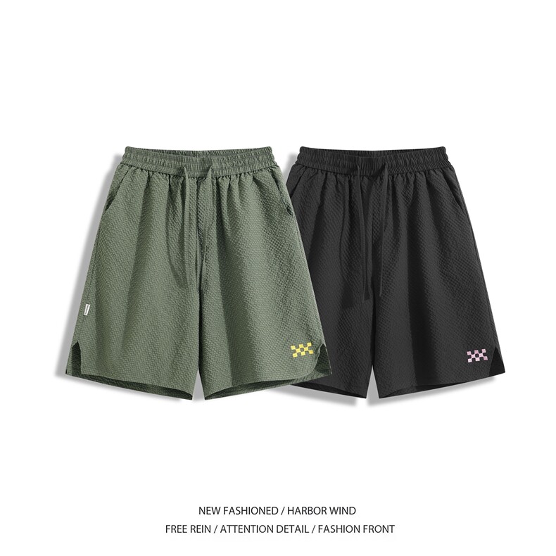 夏季新款透气泡泡格印花设计宽松休闲短裤B315-K25559-特p25控48,男装牛仔裤,电商B315