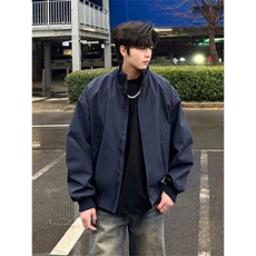 抖音得物美式潮休闲夹克春季立领纯色复古工装加厚棉服外套MF01，男装夹克，电商A443