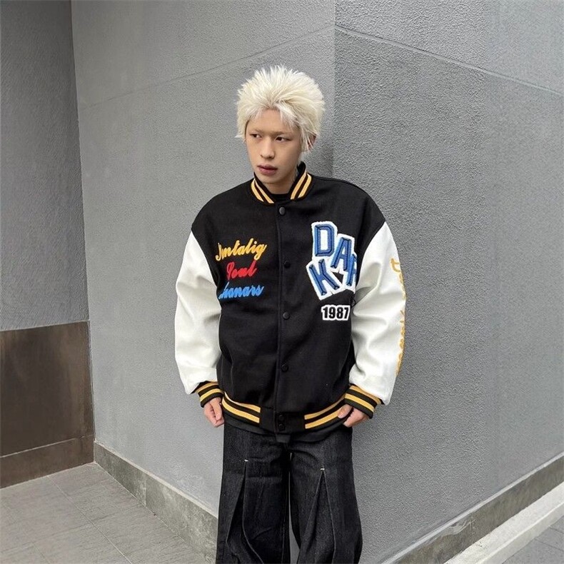 1506/GF6030/P63潮高街撞色情侣棒球服百搭宽松炸街痞帅夹克男,男装夹克,星座1506A