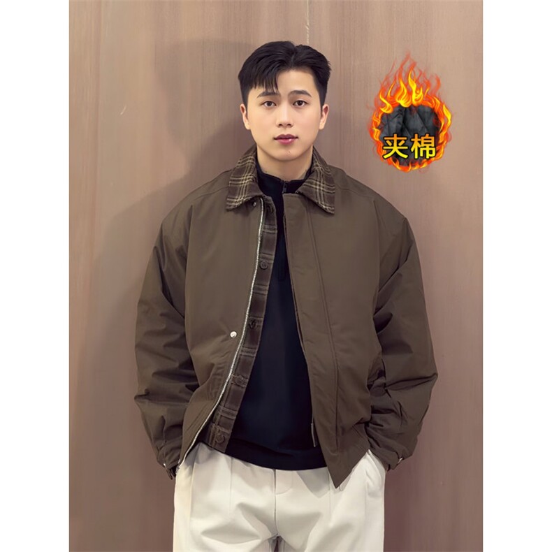 现货美式宽松假两件三防夹棉加厚翻领棉服6106特P85,男装棉衣,星座205-3