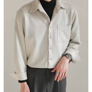 美式复古长袖衬衫男韩版潮流高街痞帅衬衣春夏潮牌宽松外套