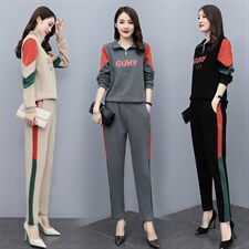 时尚拼接减龄套装女2025新款韩版春秋休闲运动宽松显瘦卫衣两件套，女装套装/套裙，凯瑟曼