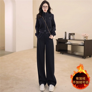 高级感休闲运动套装女秋季新款时尚减龄拉链开衫卫衣阔腿裤两件套图片