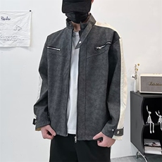 美式扎染皮衣外套男女撞色拼接春秋季pu皮骑行服痞帅皮夹克JA156，男装夹克，星座1116A-1（原606A）