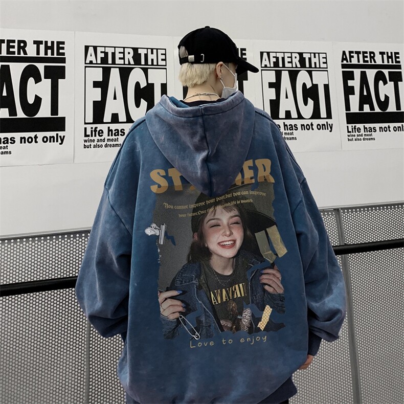 新图爆秋冬重磅水洗连帽卫衣美式大码男衣服XZ517A-3-WL3607-P68，男装卫衣，星座517A-3