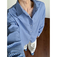2026春季撞色细格子韩式衬衫薄外套男女同款C61318-TP3568，男装衬衫，电商A102