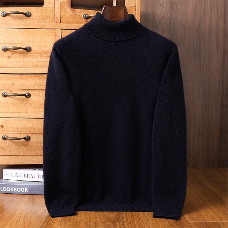 时尚男士秋冬新款高领衫简约休闲百搭保暖毛衣高品质舒适面料，男装羊绒套衫，铂欧羊绒