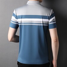 男士中青年短袖T恤POLO衫夏季休闲宽松半袖爸爸条纹翻领上衣P110，男装T恤，钱塘6003A(原)4033A