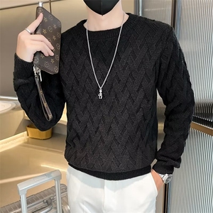 圆领毛衣男生宽松休闲慵懒风毛衫线衣菱形时尚打底针织衫 MY601图片