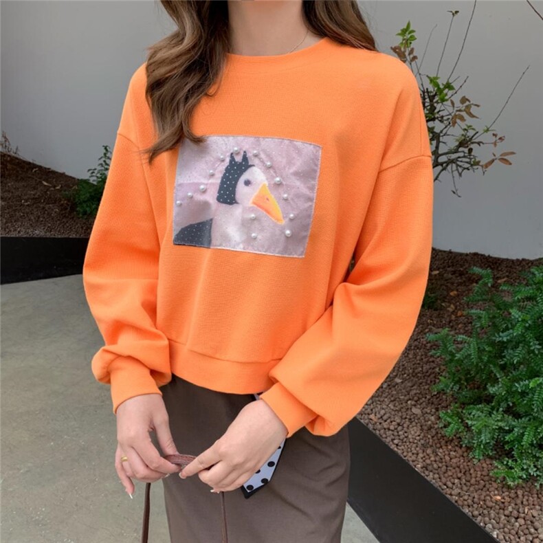 【现货】秋季新款珍珠贴布绣卫衣，女装卫衣/绒衫，法贝萱