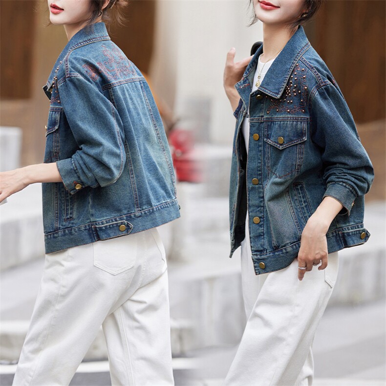 牛仔外套女新款2024年春秋季韩版设计感气质洋气小个子百搭上衣，女装牛仔外套，跑量工厂店