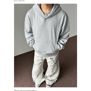 春秋欧美潮牌短款卫衣小众高级感显高外套男生时尚高街连帽上衣男图片