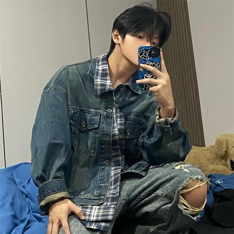 DJK8624-P88春秋假两件牛仔夹克男宽松水洗潮牌外套男-网图大货图片