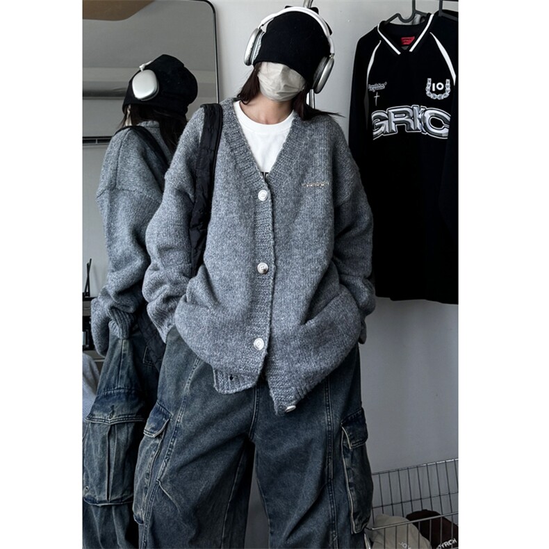 加厚高品质得物抖音直播V领毛衣外套男女同款情侣装W7550-P75,男装针织衫/毛衣,星座1212