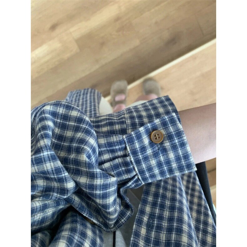 【档口现货】CS345LL-特P35cleanfit蓝色格子衬衫男慵懒风衬衣,男装衬衫,星座1007（原301D）