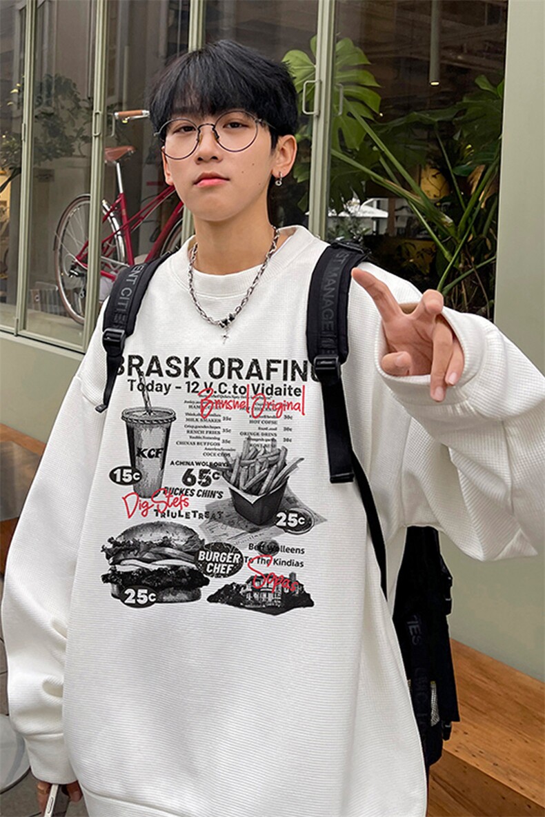 华夫格！华夫格上衣男圆领华夫格卫衣男大码长袖t恤男HY235-特P23,男装T恤,电商B367