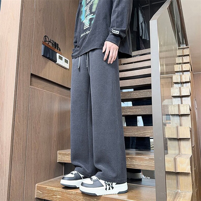 毛呢裤子男韩版秋冬新款加绒加厚九分西裤男士宽松垂感西装裤休裤，男装西服套装，星座505-2（原电商A260-1)